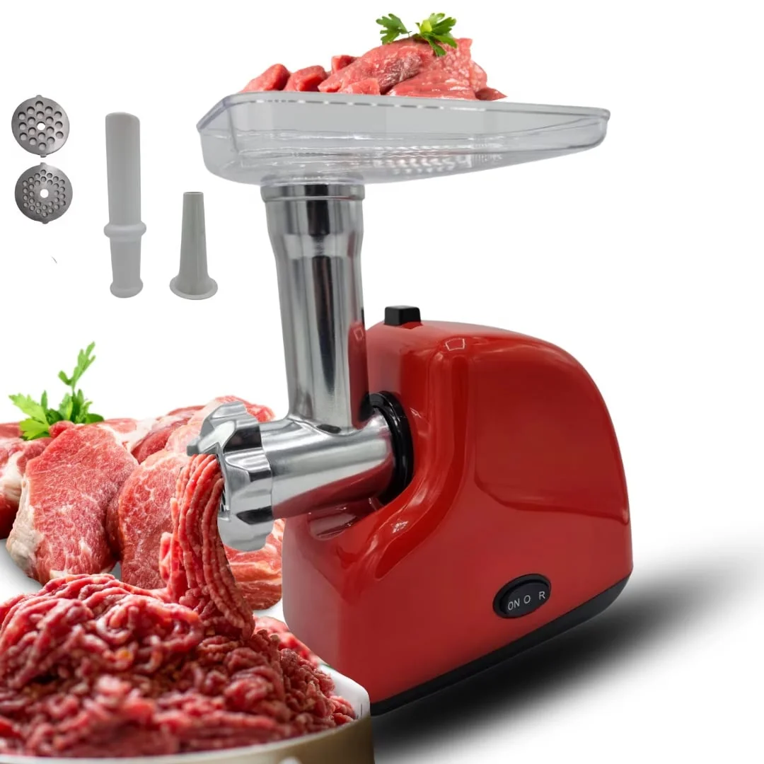 Masina Tocat Carne Electrica 3500W, 1.2 Kg/Min, 2 Site Inox, Functie Reverse, Rosie, Craft-Tec MX714