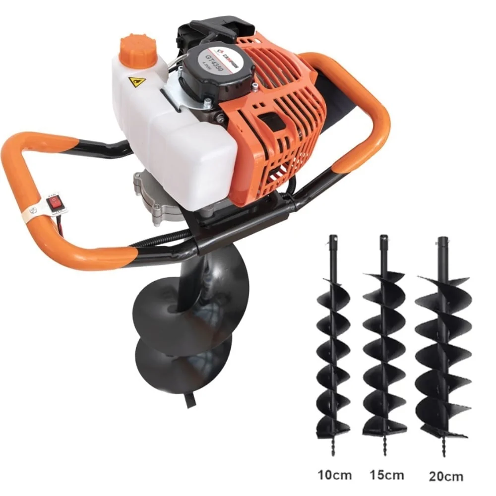 Pachet Motoburghiu Foreză Pământ 52CC, 9200Rpm Professional, 3 Burghie Incluse (100, 150, 200Mm), B7576