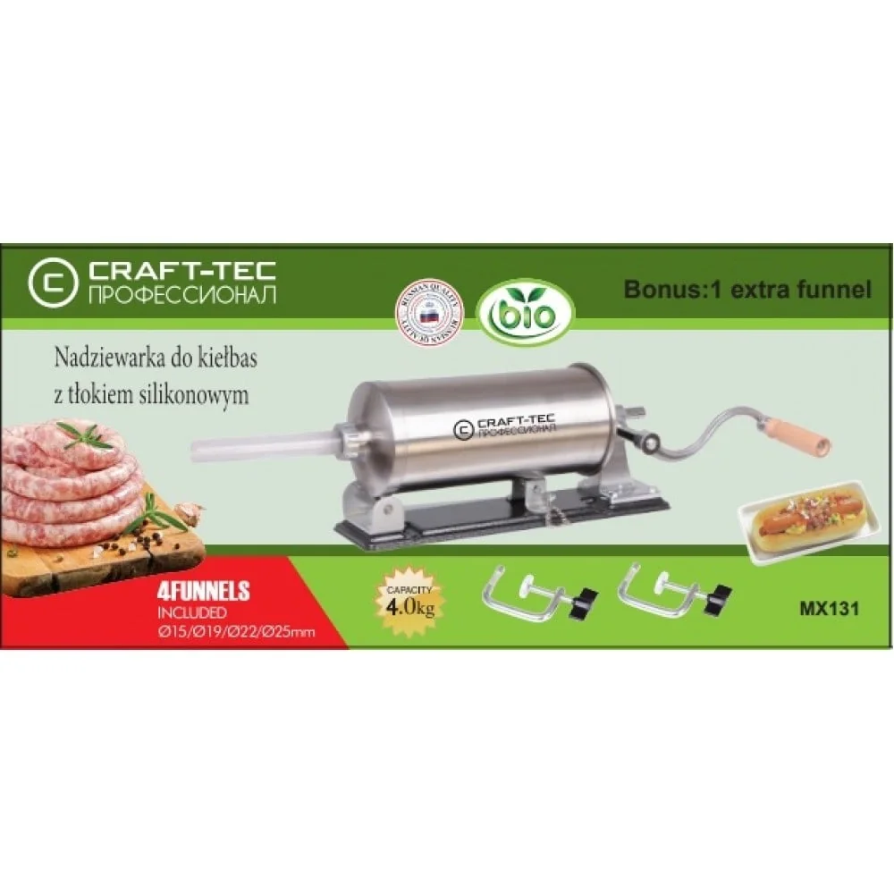 Masina Carnati Orizontala 4Kg, 5 Palnii, Constructie Inox, Craft-Tec MX131