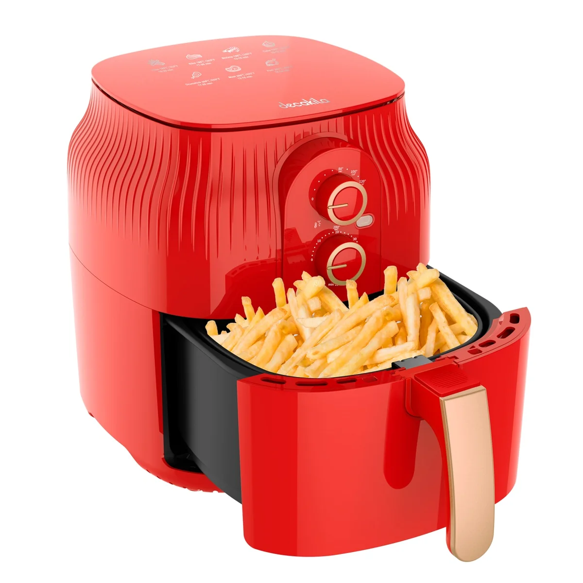 Friteuza Cu Aer Cald 1400W 4.5L (Roșie) Air Fryer Decakila KEEC073R