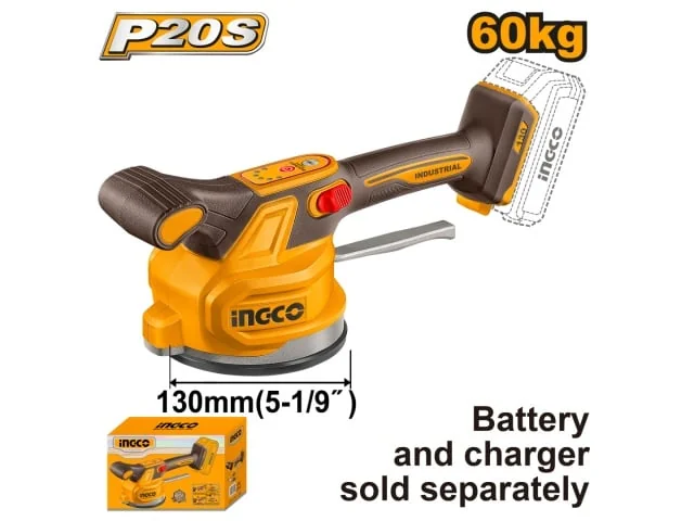 Vibrator Cu Ventuză Pentru Plăci Ceramice 20V, Diametru 130mm, 60kg Fără Acumulator INGCO CTVLI2001