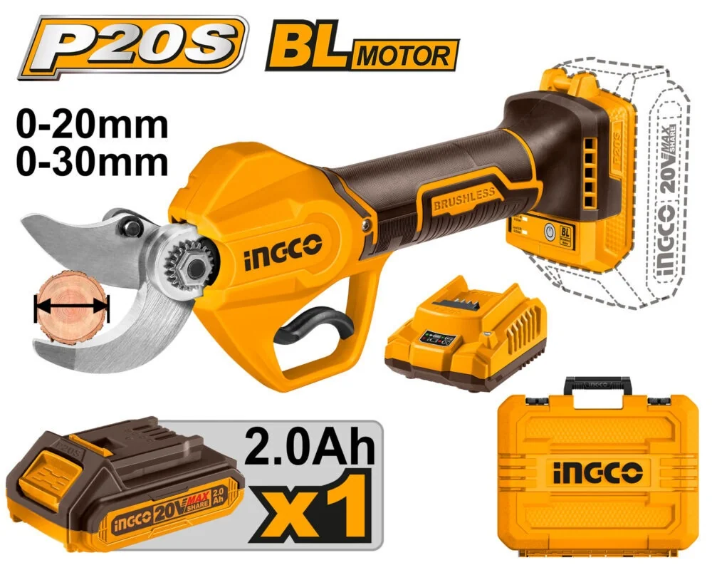 Foarfeca Electrica 20V, 30mm, Motor Brushless Profesional Cu 1 Acumulator Și Valiză Transport INGCO CSSLI203083