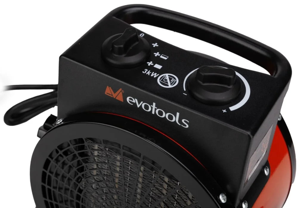 Aeroterma Electrica 3000W Cu Rezistenta Ceramica, 200m³/H, 3 Trepte, EvoTools 681849