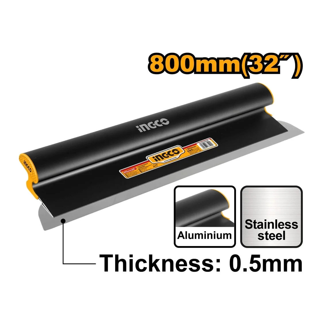 Gletiera Rigips Profesionala 80cm, Lama Oțel Inox, Mâner Ergonomic, INGCO HSCL03201