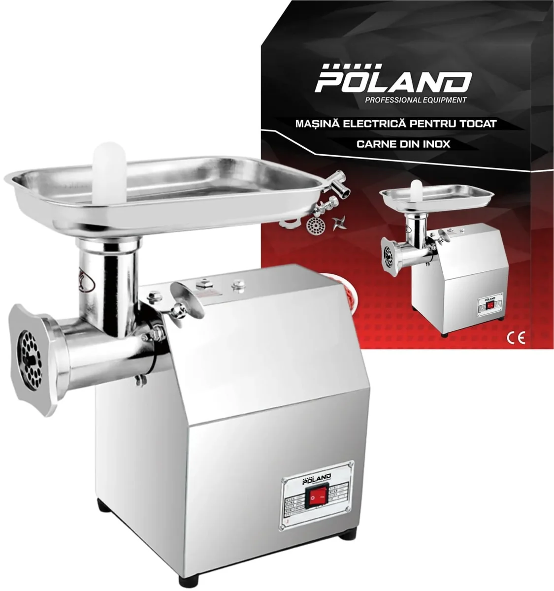 Masina Electrica De Macinat Carne, 150 Kg/Ora, 1500W, Inox, Poland B8102