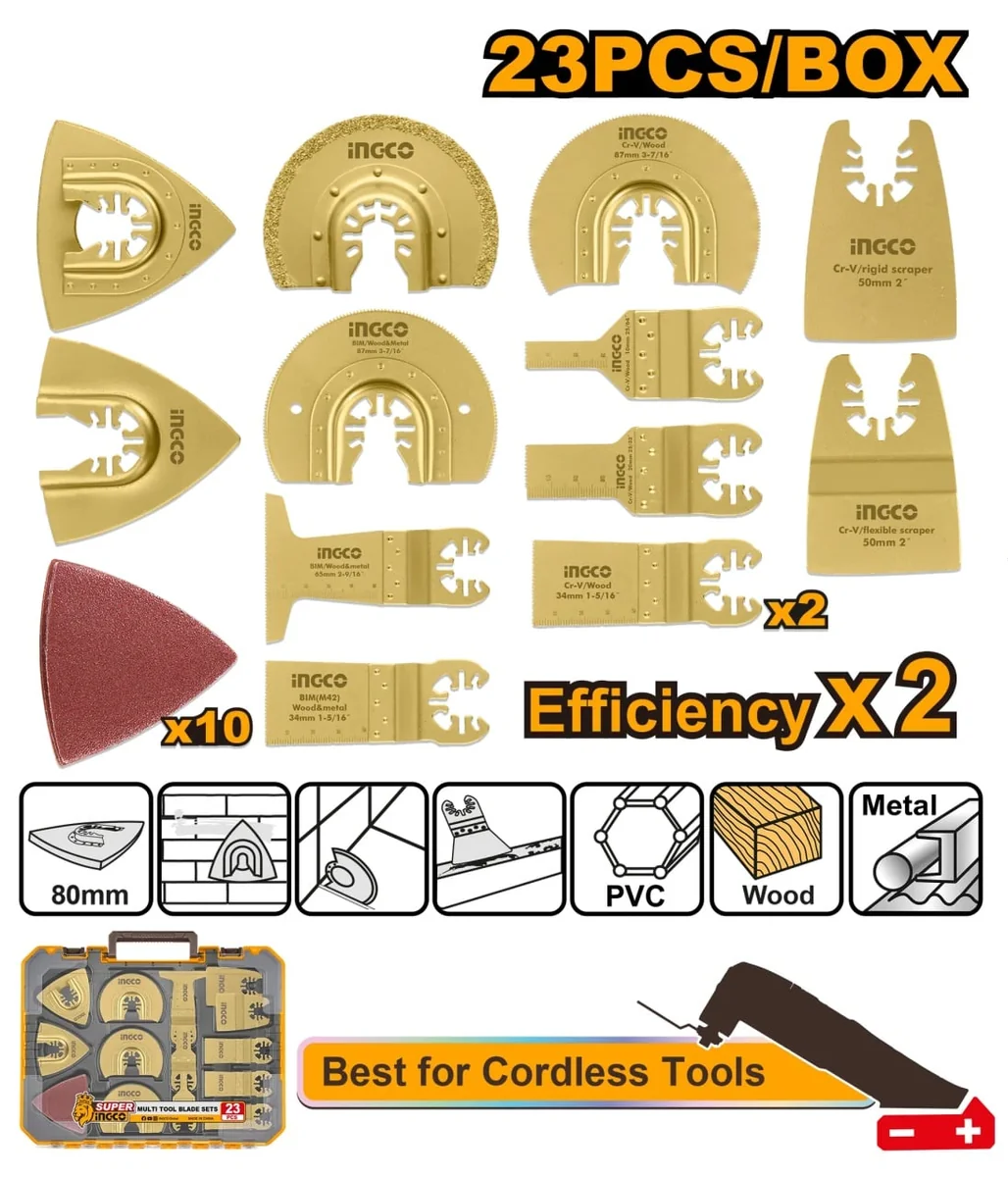 Set Accesorii Multi Tool 23 Bucati pe Acumulator Ingco – AKTMT2301