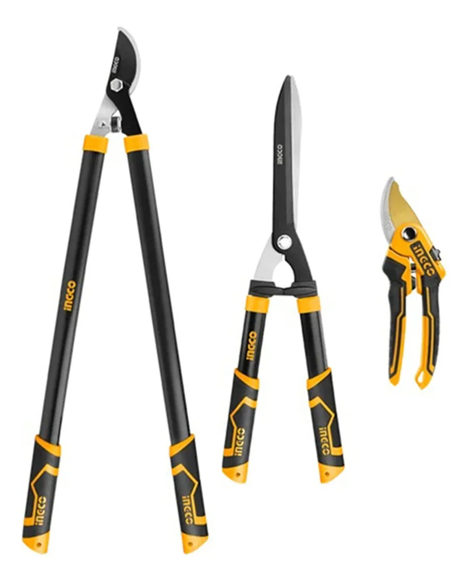 Set Foarfeca Gard Viu + Foarfeca Pomi 3 Buc Ingco – HLT76033 – Performanta Profesionala Si Fiabilitate Extinsa