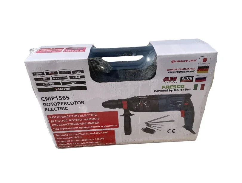 Bormasina Ciocan Rotopercutor 3000W Cu Percutie, Trusa, Mandrina Automata, 3J, 1200RPM, Campion Professional CMP1565