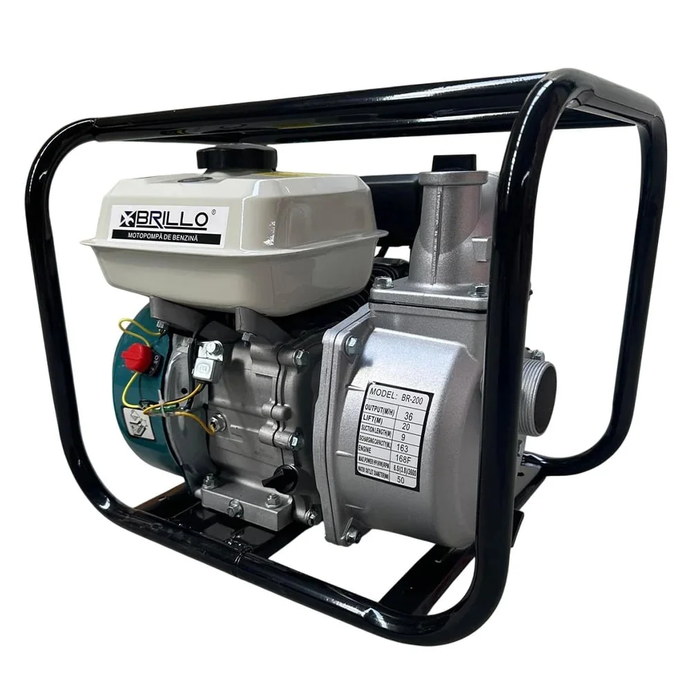 Motopompa Benzina Brillo BR-200, 4T, 6.5CP, 196cc, 2", Debit 36 m³/h, H Max 20 m, Adancime 9 m, Pornire Manuala