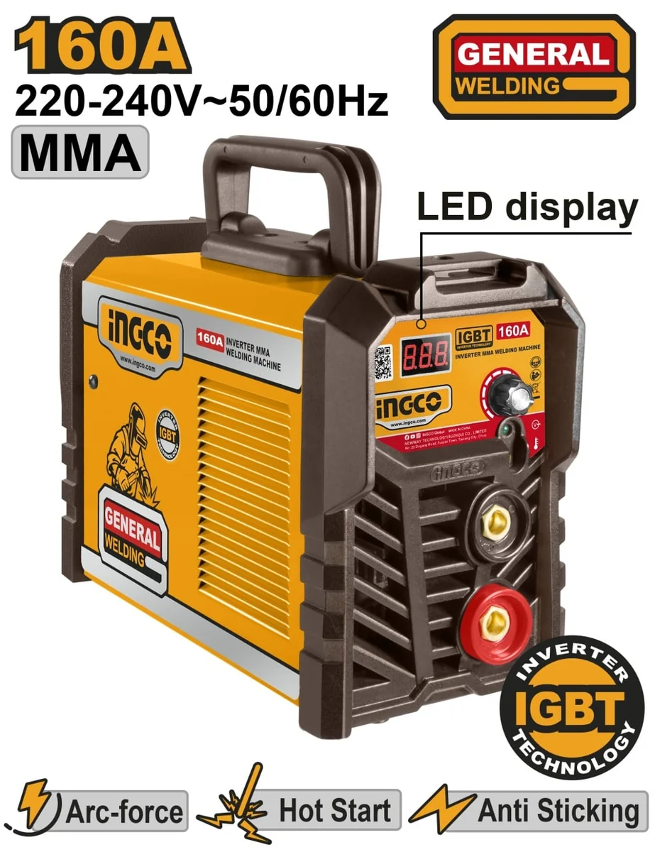 Aparat De Sudura Cu Invertor 160A Electrozi: 1.6-4.0mm, Ingco ING-MMA16021E