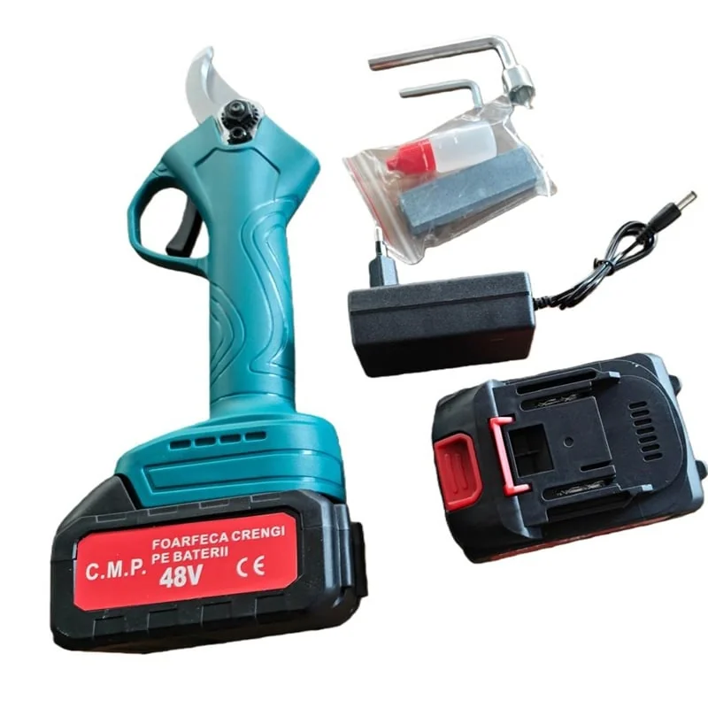 Foarfeca Gradina Electrica Cu 2 Acumulatori 48V Pentru Gradina, Diametru Taiere 27 Mm, Valiza, Campion Professional CMP1810