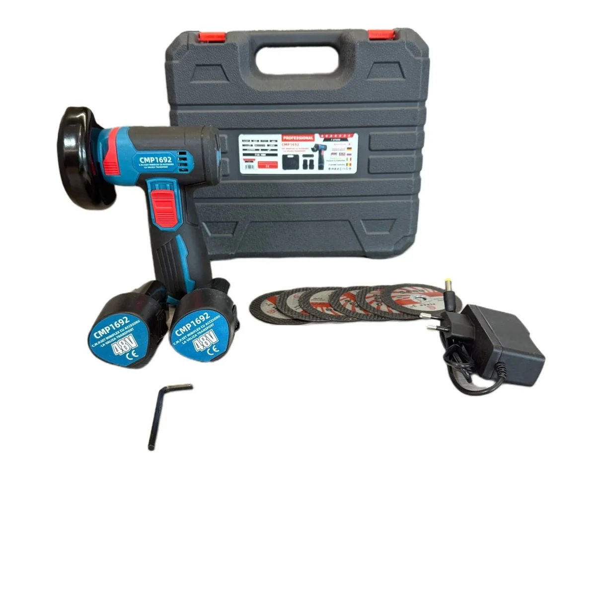 Set Mini Flex Polizor Unghiular 3Ah, 48V, 76mm, Portabil Cu Trusa, 1500rpm Campion CMP1692