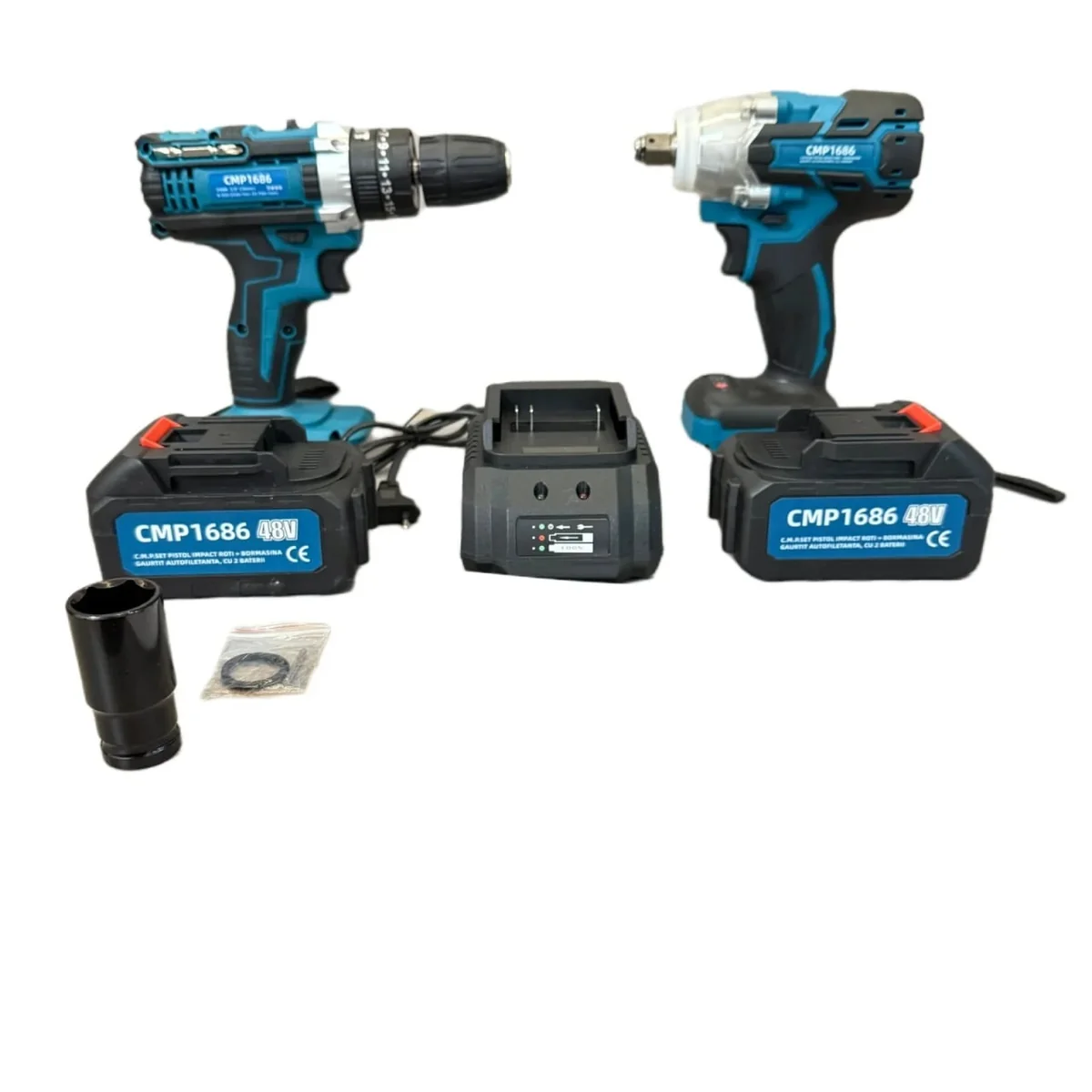 Set Bormasina Gaurit Si Insurubat + Pistol Cu Impact 350 Nm, 48V, Cu 2 Acumulatori Si Valiza Transport Campion Professional CMP1686