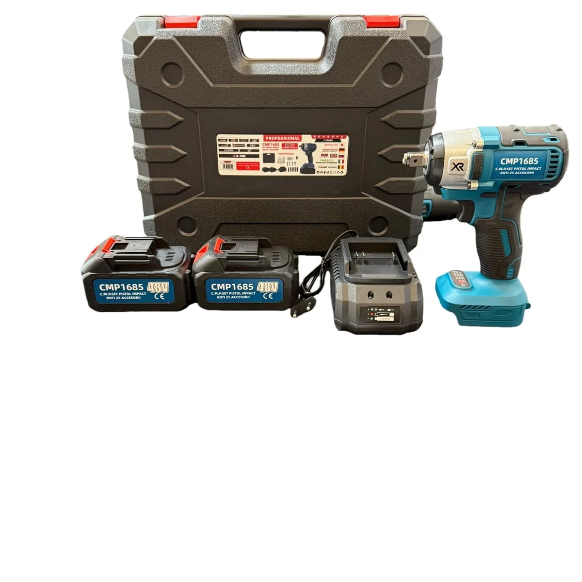 Mașină De Înșurubat Cheie Cu Impact 350Nm, Cu 2 Acumulatori 48V, 3000RPM, 3200BPM Campion Professional CMP1685