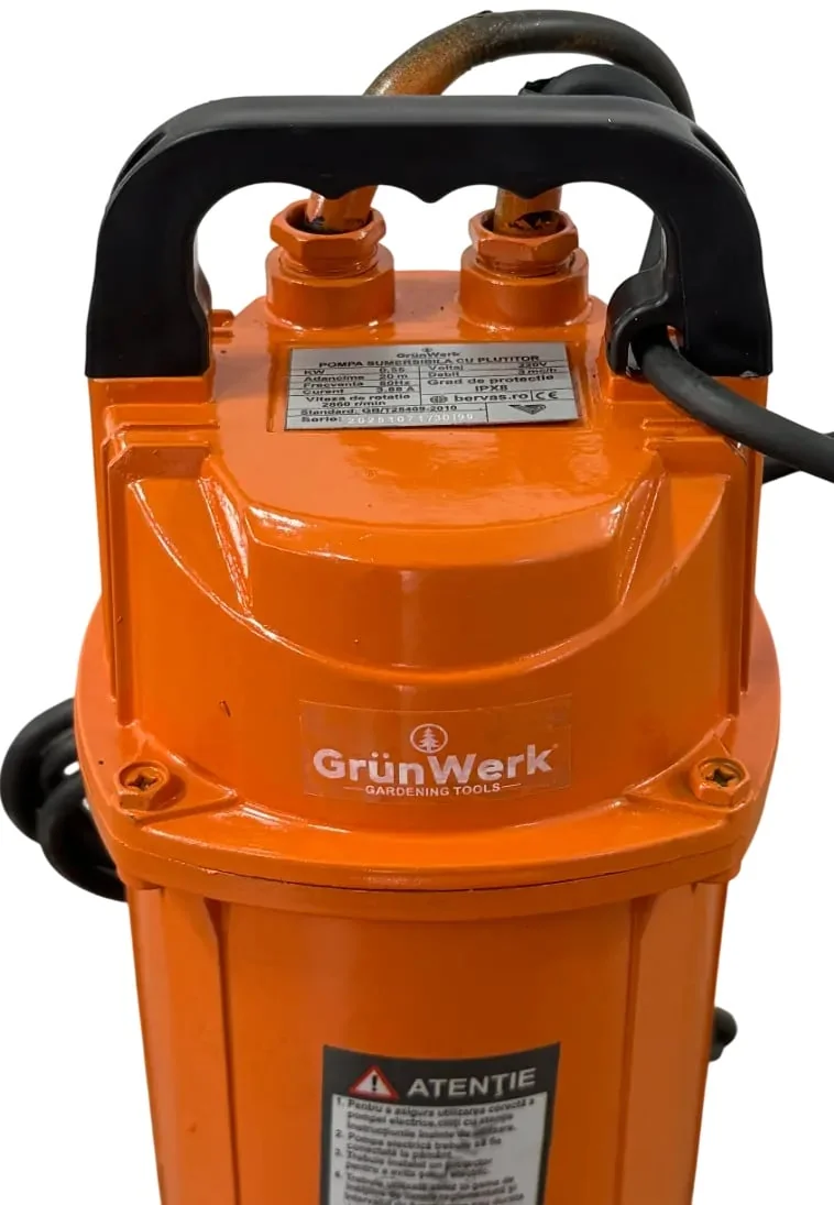 Pompa Submersibilă Apă Curată GrunWERK GW GW7173, 550W, Hmax 20M, Cu Plutitor Automat, Cablu 4M, Pentru Puti și Irigații