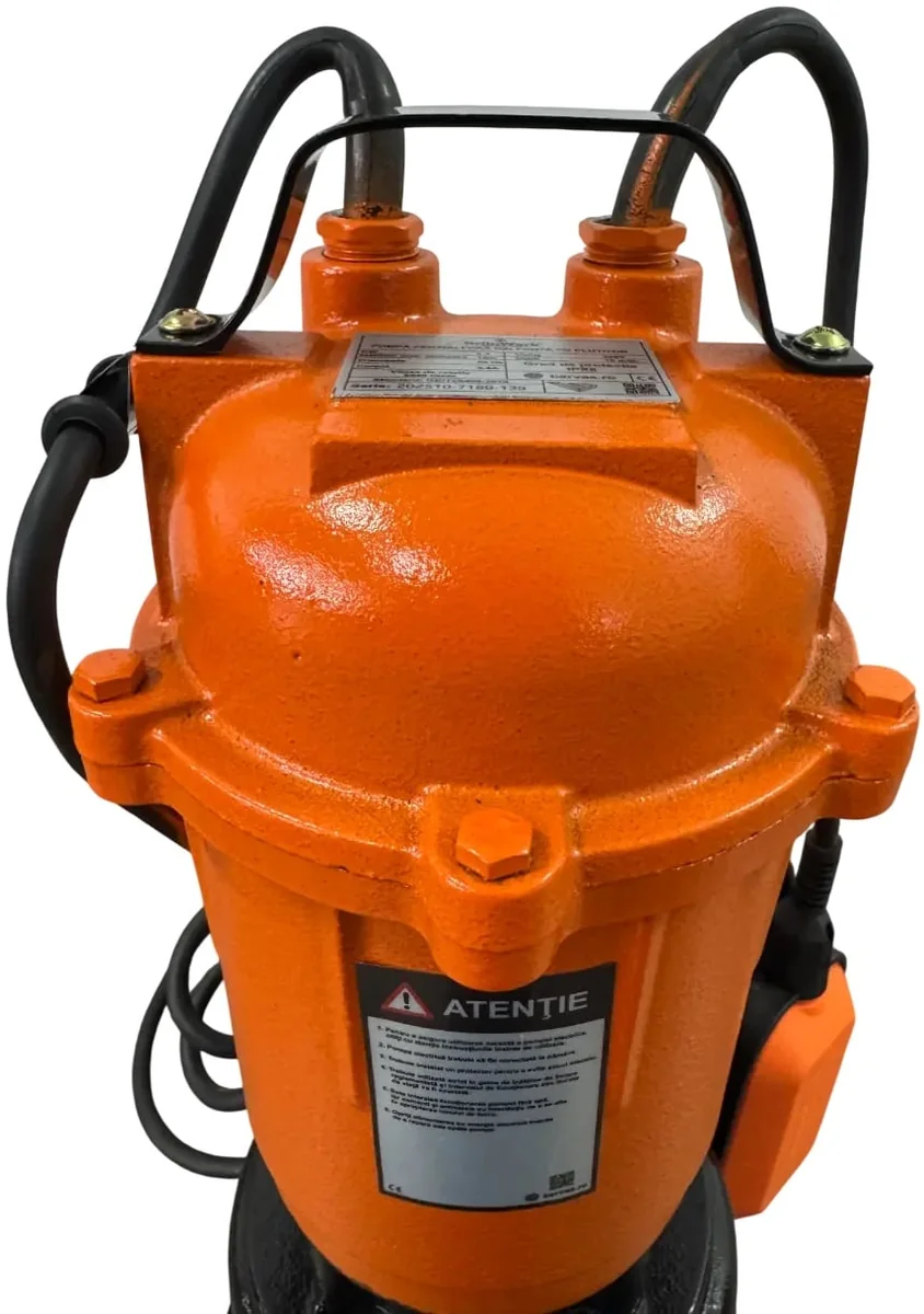 Pompa Submersibila Apa Murdara Din Fonta GW GW7180, 1.1kW (1100W), Cu Plutitor Automat, Cablu 6.7m, Pentru Drenaj Intensiv Si Evacuare Apa Cu Impuritati