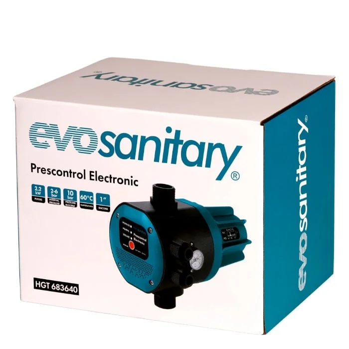 Prescontrol Electronic Cu Re(de)ductor De Presiune Încorporat Evosanitary 683640, 220-240V, 16A, 2.2kW, Pornire Reglabilă 1.0-4.2 Bar, IP65, Racord 1"