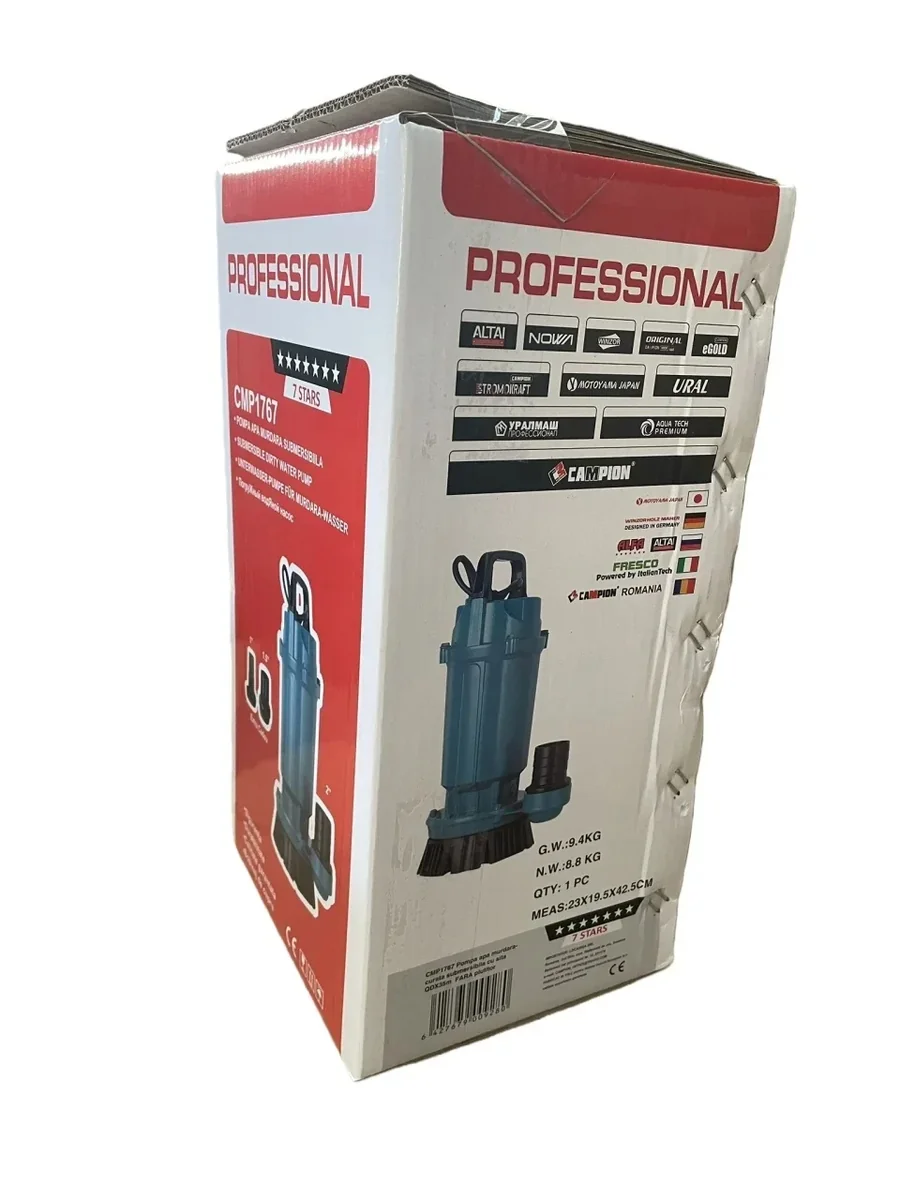 Pompa Submersibilă Apă Curată CMP1766F QDX3-25-0.75F, 0.75 kW, 1 HP, Debit 3 m³/h, Înălțime Refulare 25 m, 2860 RPM, 110-220V, Cu Plutitor