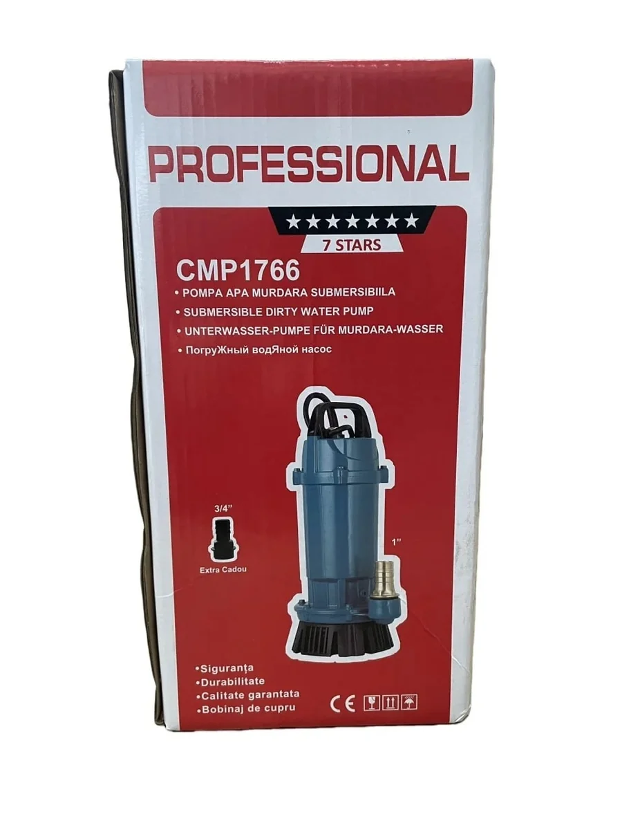 Pompa Submersibila Apa Curata CMP1766 QDX3-25-0.75, 0.75kW, 1HP, Debit 3 Mc/H, Inaltime Refulare 25m, 2860RPM, 110-220V, Fara Plutitor