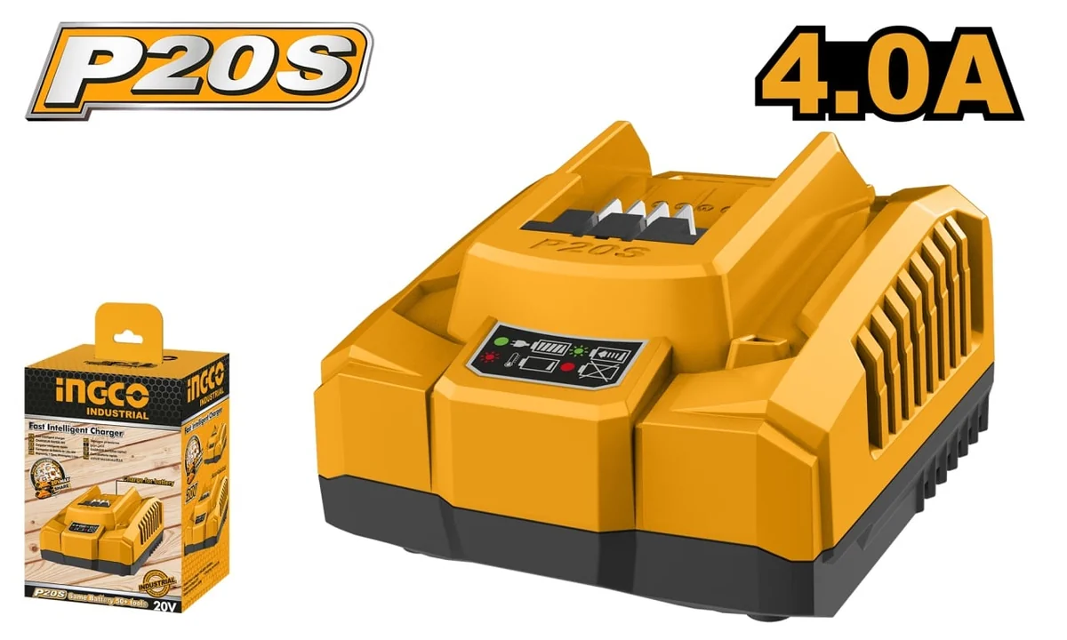 Incarcator Baterie 20V 4Ah - Acumulator P20S, Ingco FCLI20411E