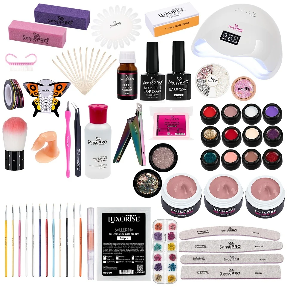 Kit Unghii False cu Gel UV SensoPRO Milano - Promotie #56 + CADOU Set 12 Pensule Manichiura