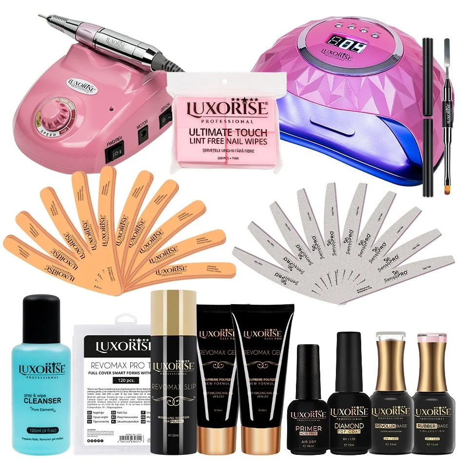 Kit Unghii False cu Polygel &amp; Tipsuri Reutilizabile PRO100