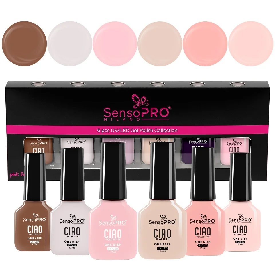 Set 6 Oje Semipermanente CIAO One Step 7ml SensoPRO Milano, Nude Grace