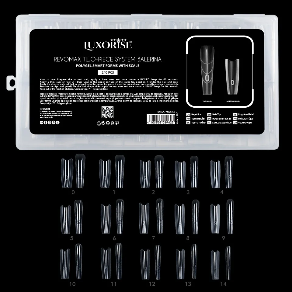 Tipsuri Reutilizabile REVOMAX Two-Piece System Balerina LUXORISE pentru Polygel si Gel
