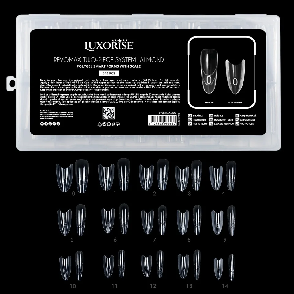Tipsuri Reutilizabile REVOMAX Two-Piece System Almond LUXORISE pentru Polygel si Gel