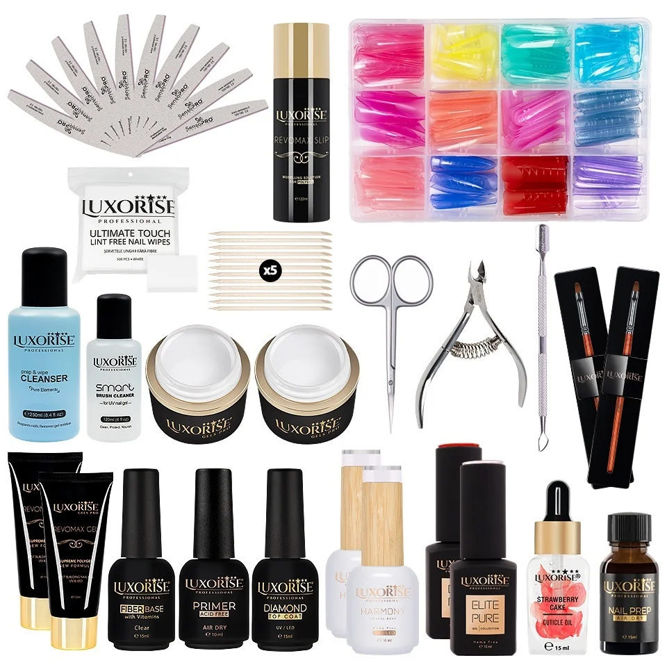 Kit Unghii Consumabile Polygel & Gel Milky White LUXORISE - PRO107