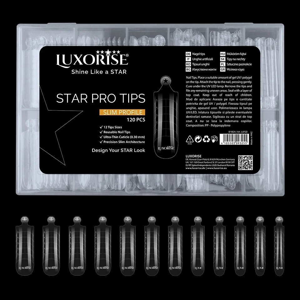 Tipsuri Profesionale Reutilizabile STAR PRO TIPS Slim Profile LUXORISE, 120pcs