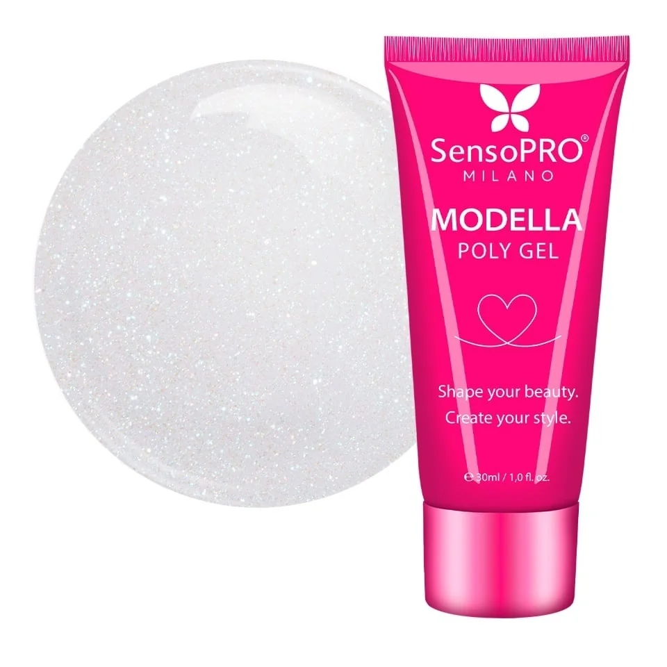 Polygel MODELLA SensoPRO Milano - Silver Glitz, 30ml