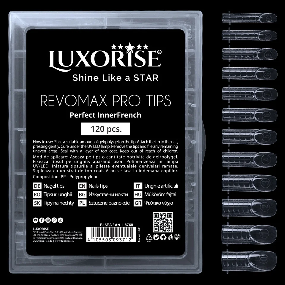 Tipsuri Profesionale Reutilizabile REVOMAX PRO TIPS Perfect InnerFrench LUXORISE, 120pcs