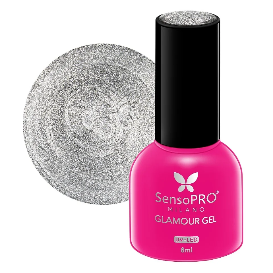Oja Semipermanenta Glamour Gel SensoPRO Milano 8ml, Silver Sparkle #56