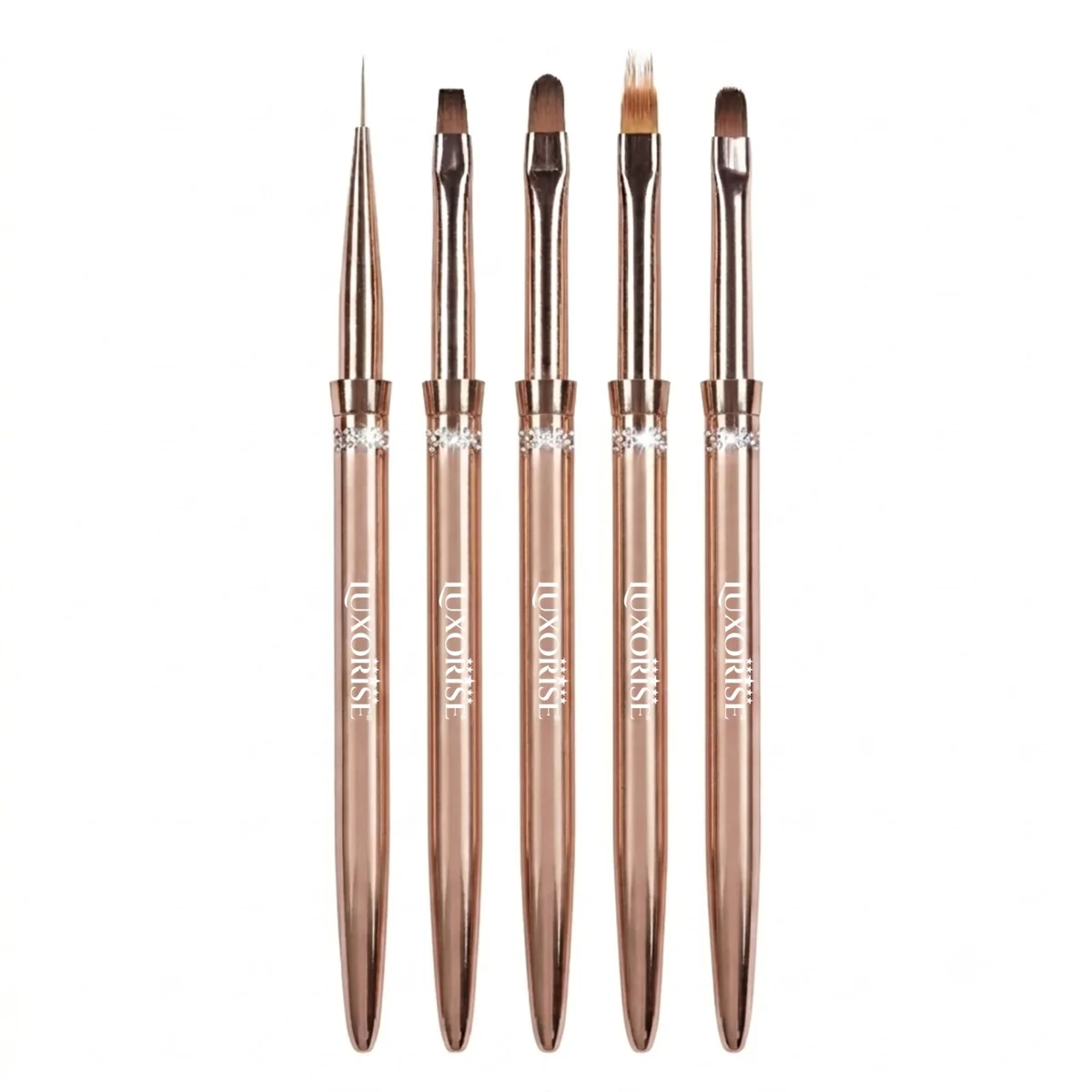 Set 5 Pensule Manichiura Nail Art & Constructie Unghii LUXORISE, Rose Gold