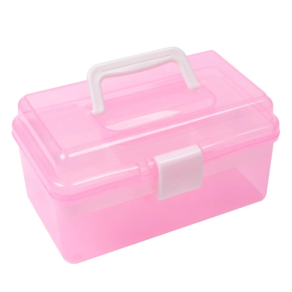 Cutie Manichiura Compartimentata Roz Sensopro, Cu Un Sertar Si Maner