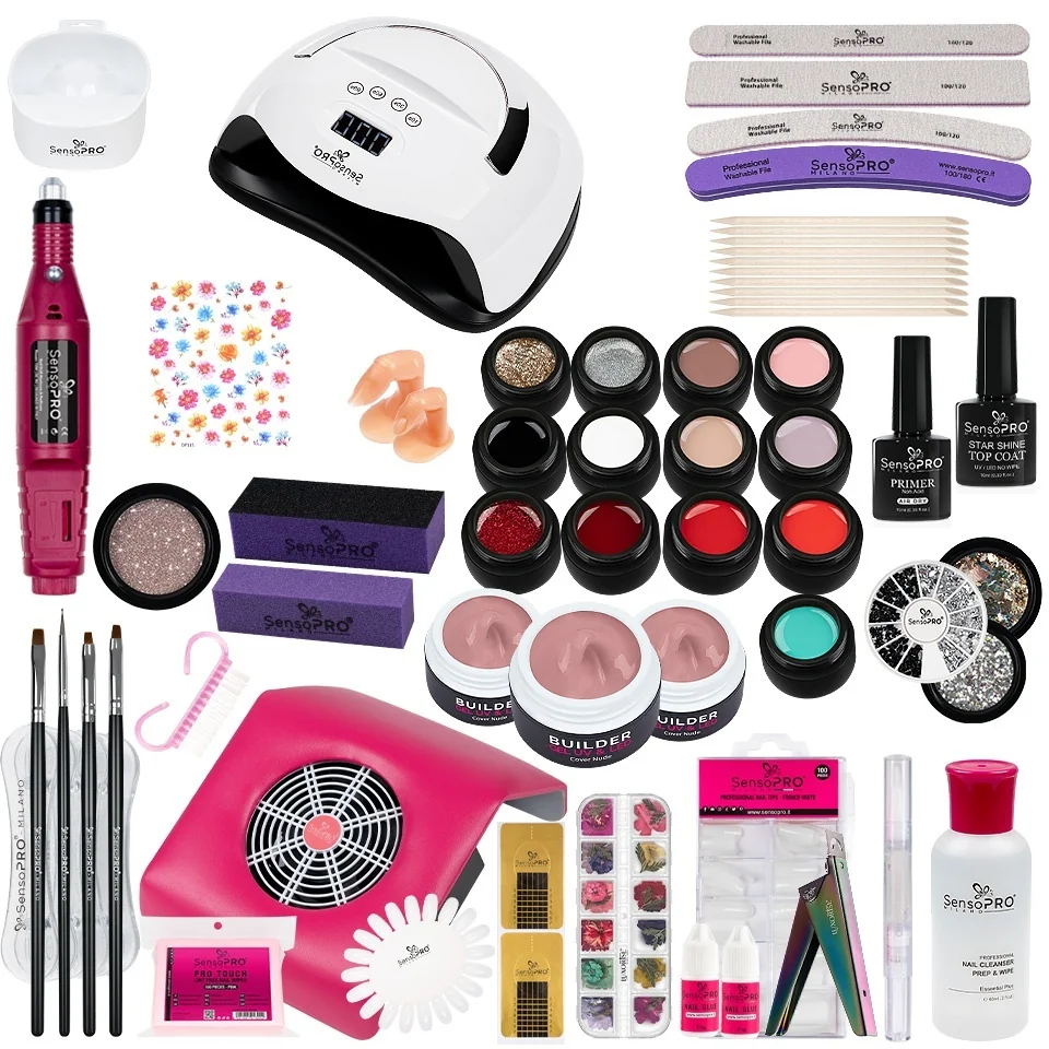Kit Unghii False Cu Gel UV SensoPRO Milano 15ml - Promotie #09 + Cadou Set 4 Pensule Manichiura