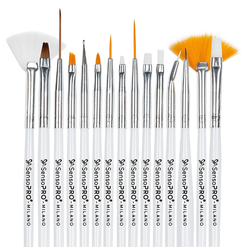Set 15 Pensule Manichiura Sensopro Milano, Pastel White