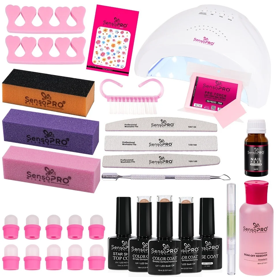 Kit Oja Semipermanenta Profesionala SensoPro Milano 10ml Cu Lampa UV #21 + Cadouri