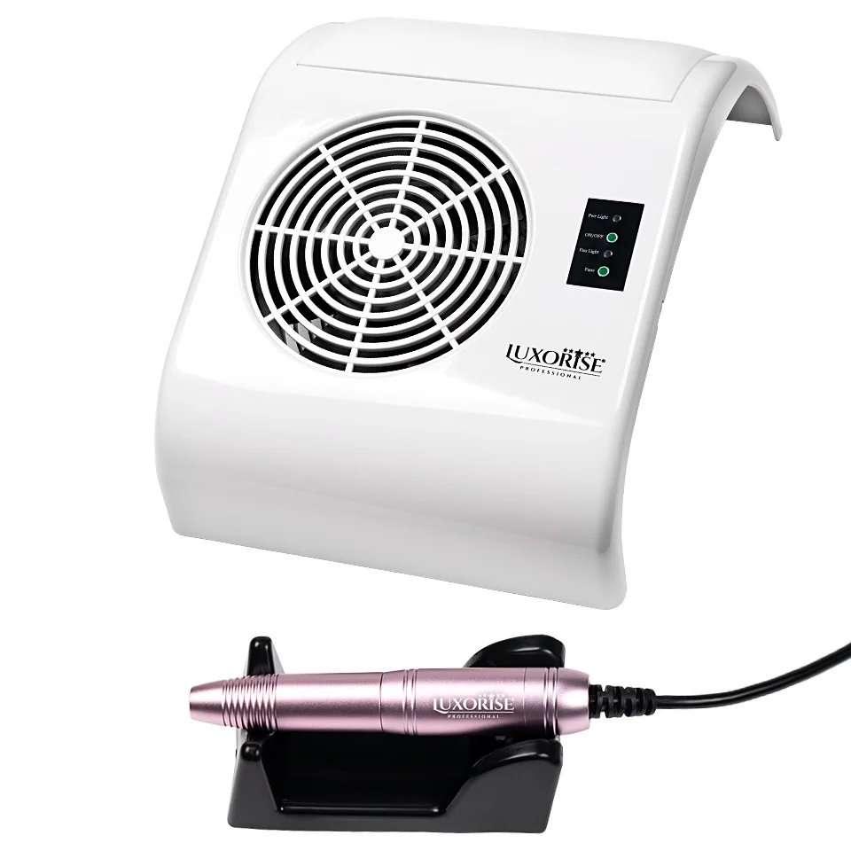 Aspirator praf unghii cu Freza Electrica Tornado Supreme 40W Rose Pink- LUXORISE , alb