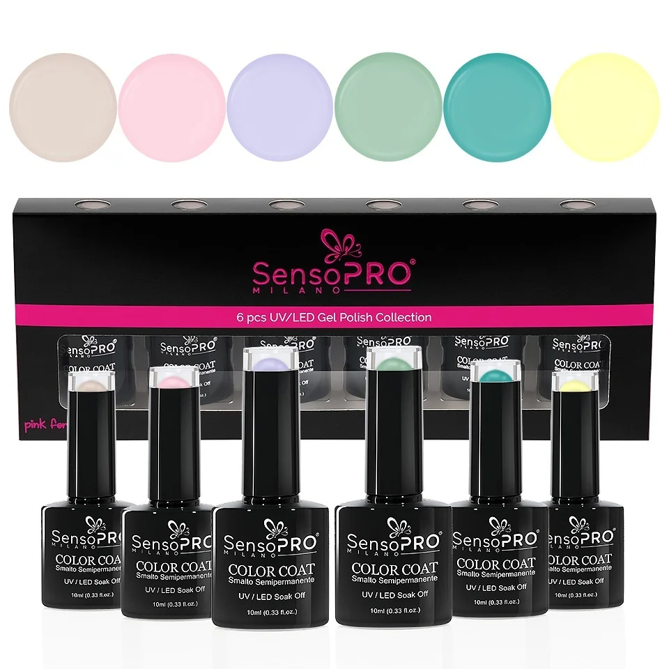 Set 6 Oje Semipermanente 10ml SensoPRO Milano, Sweet Pastel