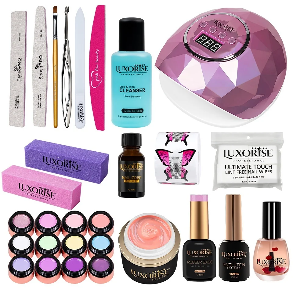 Kit Unghii Gel LUXORISE Timeless Nails + Lampa UV / LED