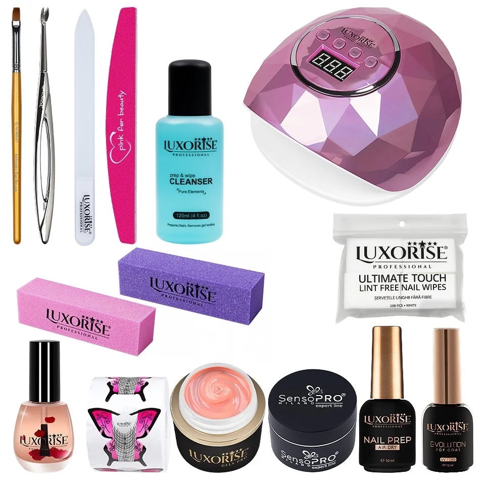 Kit Unghii Gel LUXORISE Prestige Nails + Lampa UV / LED