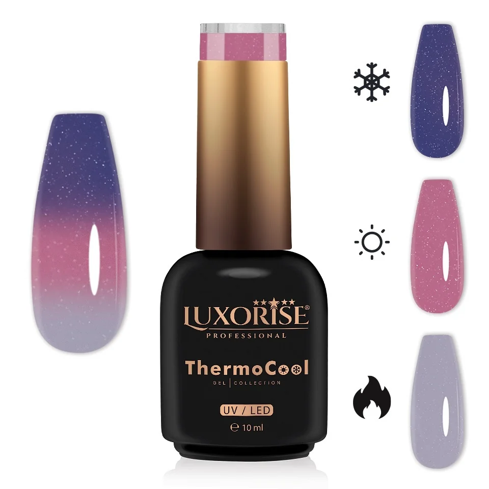 Oja Semipermanenta Termica 3 Culori LUXORISE ThermoCool - Charming Glow 10ml