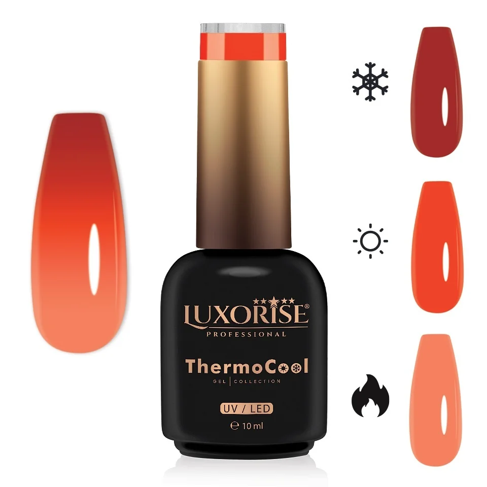Oja Semipermanenta Termica 3 Culori LUXORISE ThermoCool - Orange Flip 10ml
