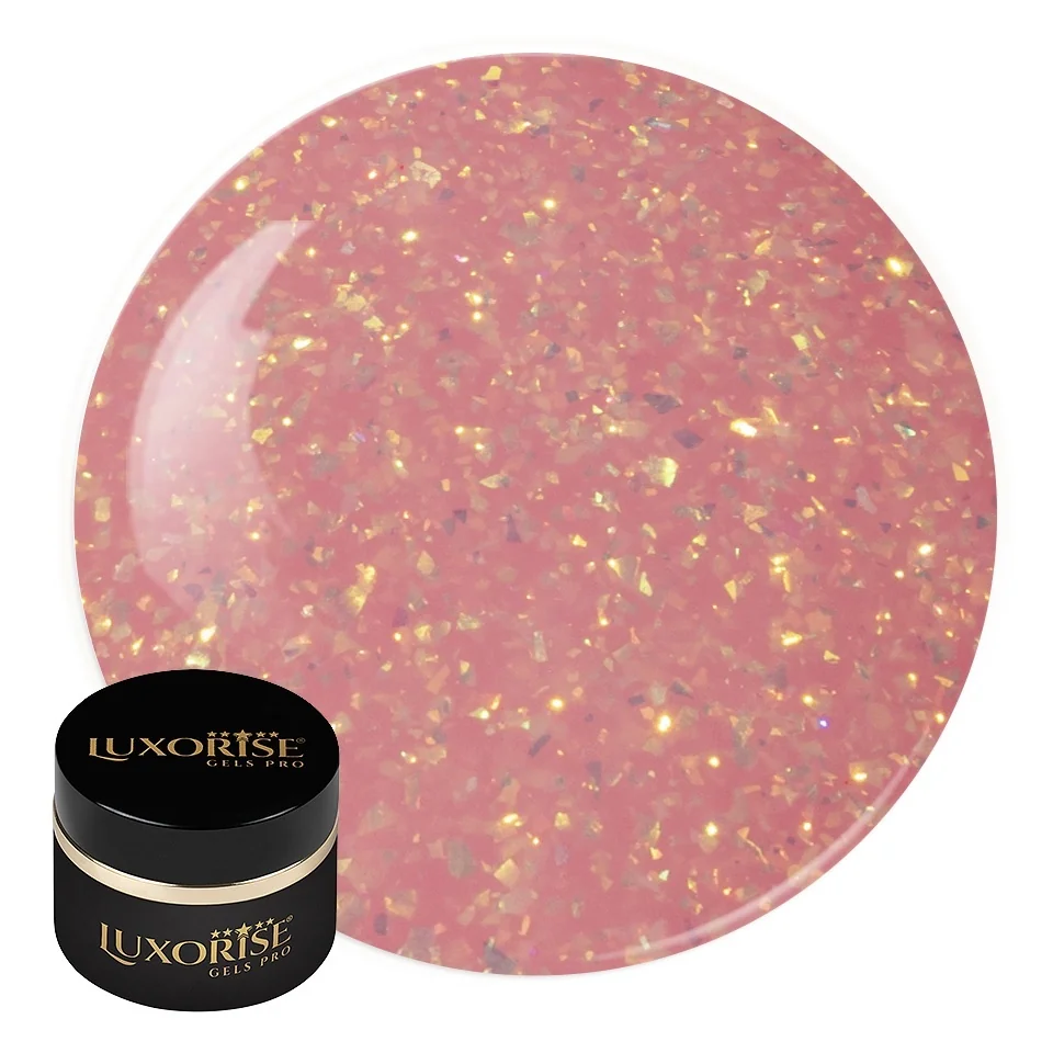 Gel UV Constructie Unghii RevoFlex LUXORISE 15ml, Peach Glitz