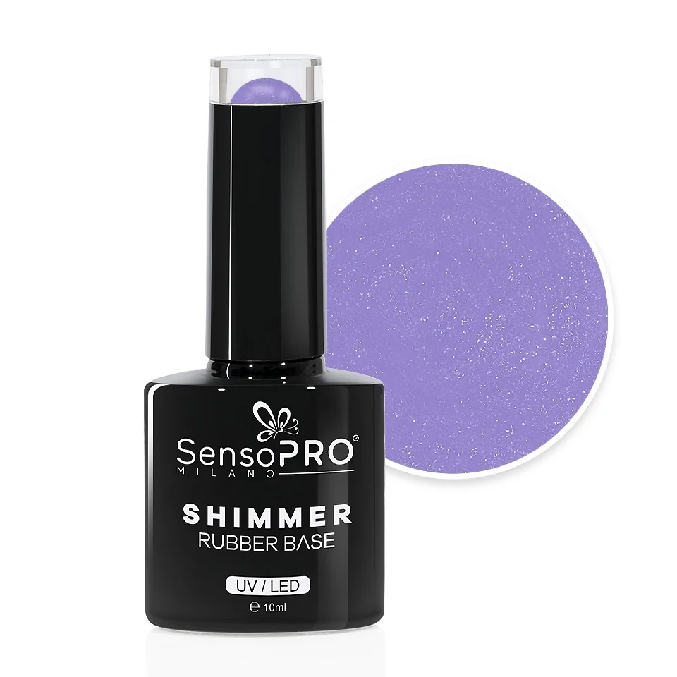 Shimmer Rubber Base SensoPRO Milano - #08 Lavender Shimmer White, 10ml