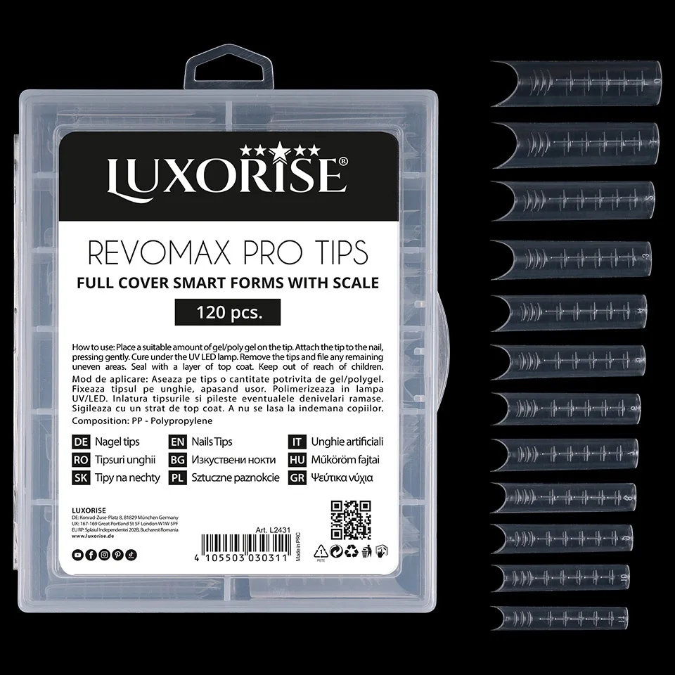 Tipsuri Reutilizabile REVOMAX PRO TIPS LUXORISE pentru Polygel si gel, 120 buc