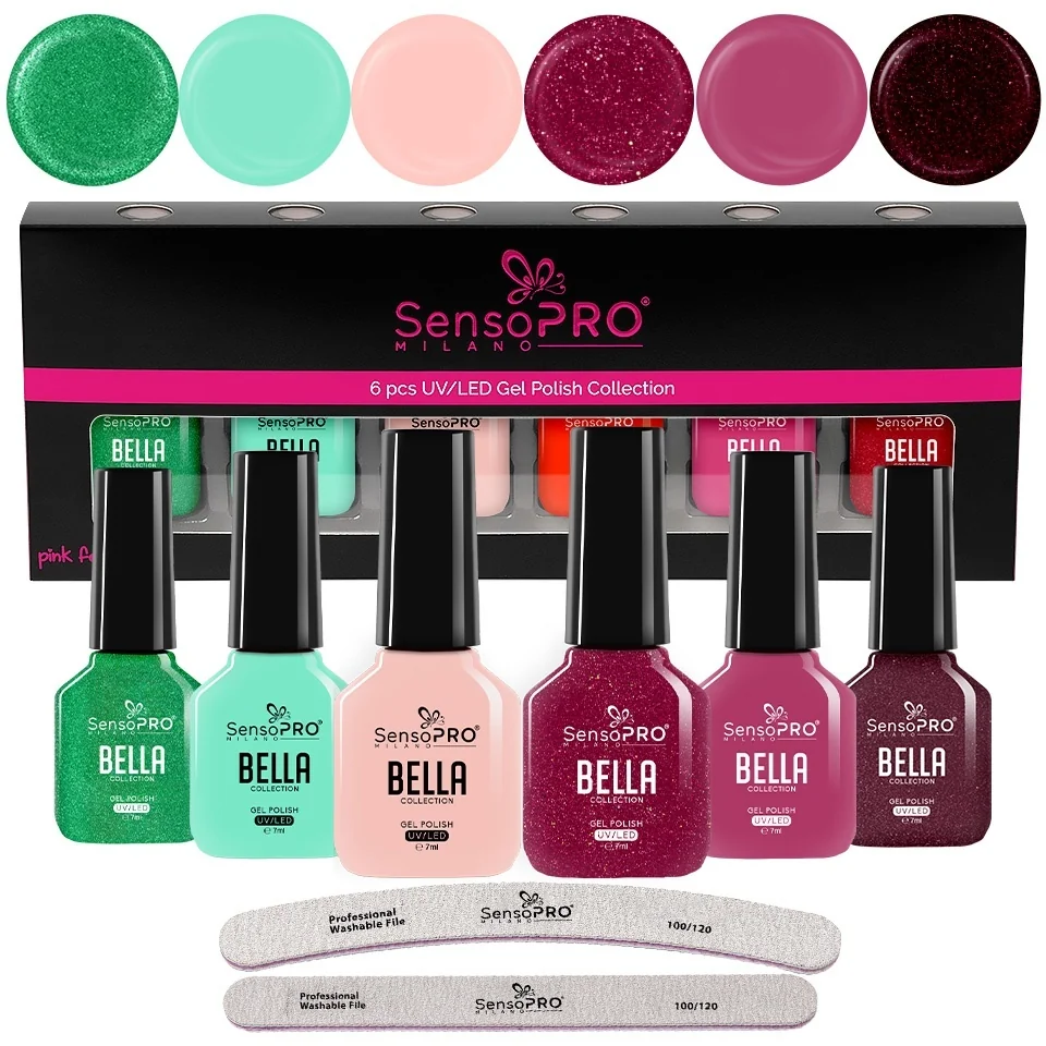 Set 6 Oje Semipermanente BELLA SensoPRO Milano, Glossy Fantasy