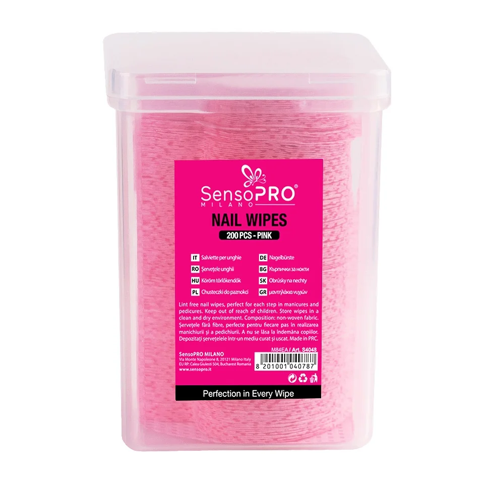 Servetele Unghii Lint Free SensoPRO Milano, 200 buc, Pink Heart